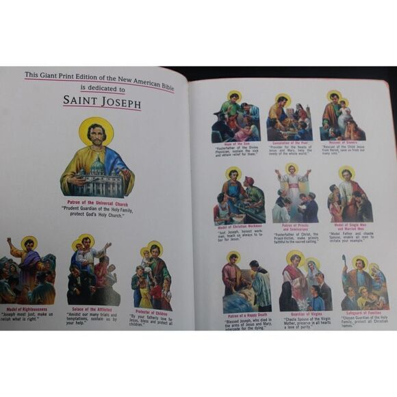 New American Bible- Red- Giant Print- Color Illustra- Saint Joseph Edition- EUC - Picture 6 of 9